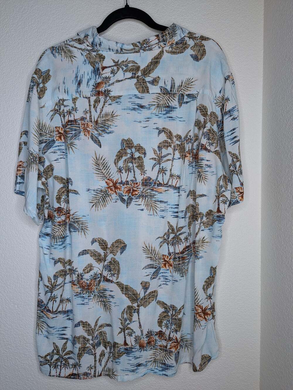 Campia Mens Hawaiian Print Button-Up Tee XL Beach Tropical Vacation Surf Floral